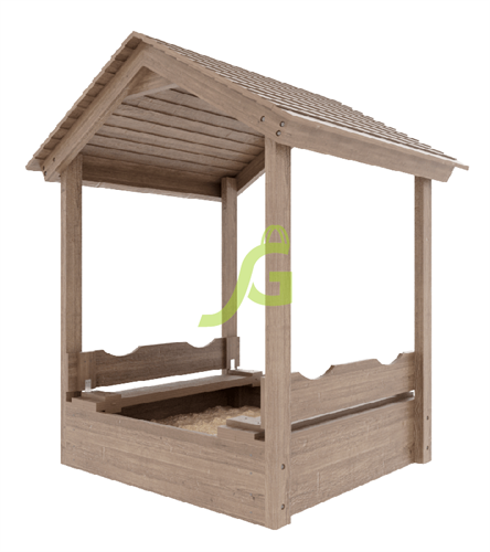 Детская деревянная песочница с крышей - фото 21151