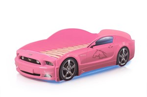 Кровать-машина "Мустанг Plus" розовая