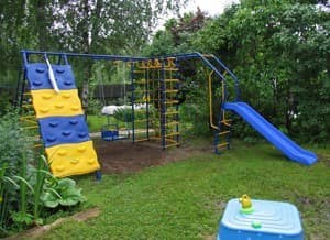 Уличный детский спортивный комплекс - Модель № 7 со скалодромом и дополнительным модулем с горкой 2,0 метра